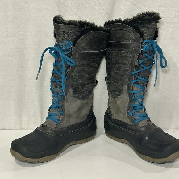 North Face Shellista Lace II Tall Waterproof Boots Women Sz 8 Gray - Picture 3 of 10